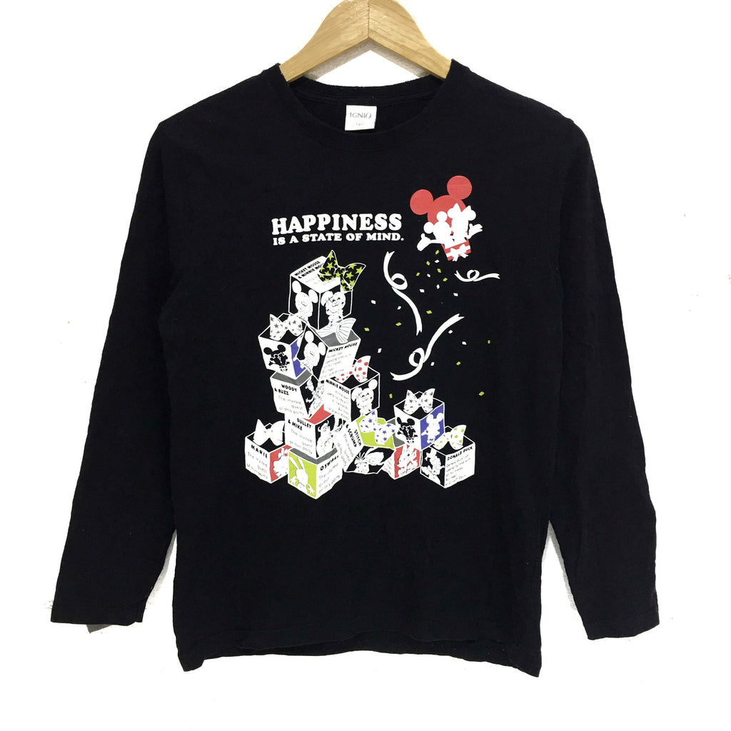 MICKEY MINNIE MOUSE Sweatshirt Happiness State Of Mind Disney Cartoon Pullover Jumper Crewneck Sweater