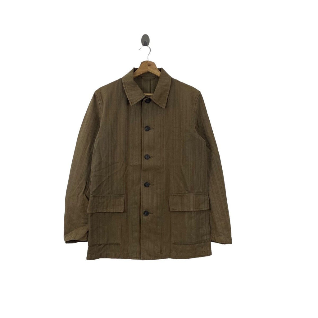 Vtg SHIPS JAPAN Natural Dye Striped Premium Cotton Jacket Parka Trench Coat