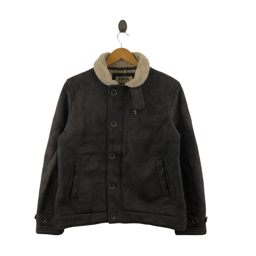 Vintage KANSAI YAMAMOTO JEANS Shearling Bomber Jacket Windbreaker Winter