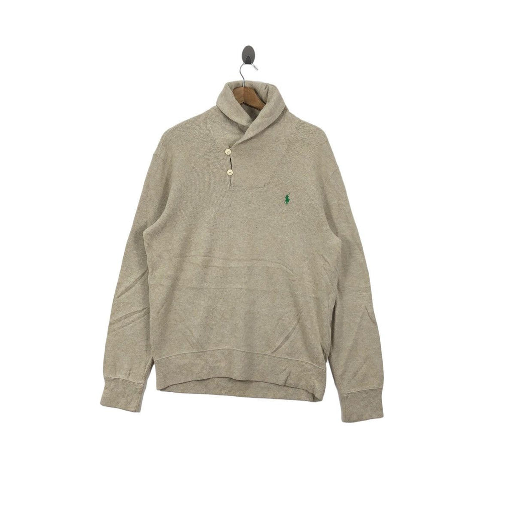 POLO RALPH LAUREN Small Pony Half Button Sweatshirt Henley Sweater Crewneck Pullover Jumper