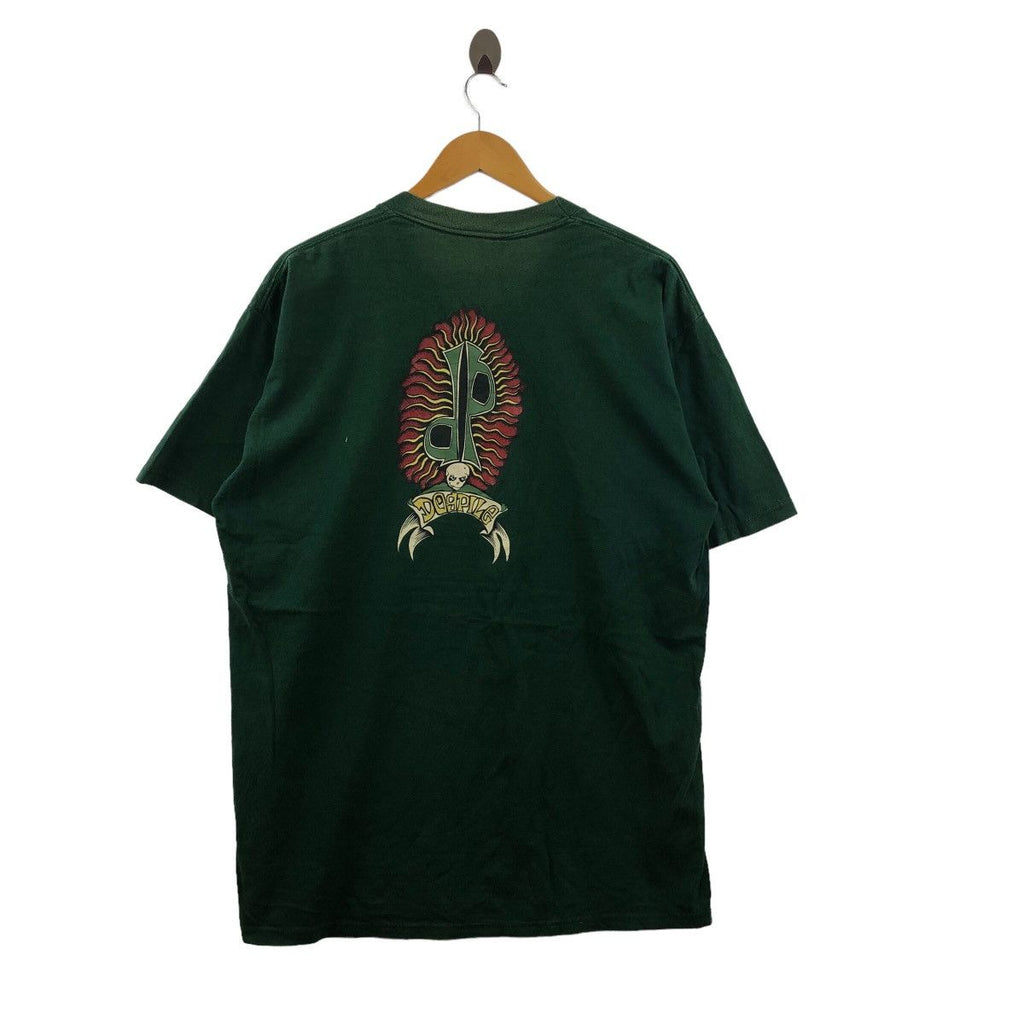 Vintage 90’ DOGPILE SKATEBOARD Bones Skull Alien Tee Shirt Rebel Graffiti