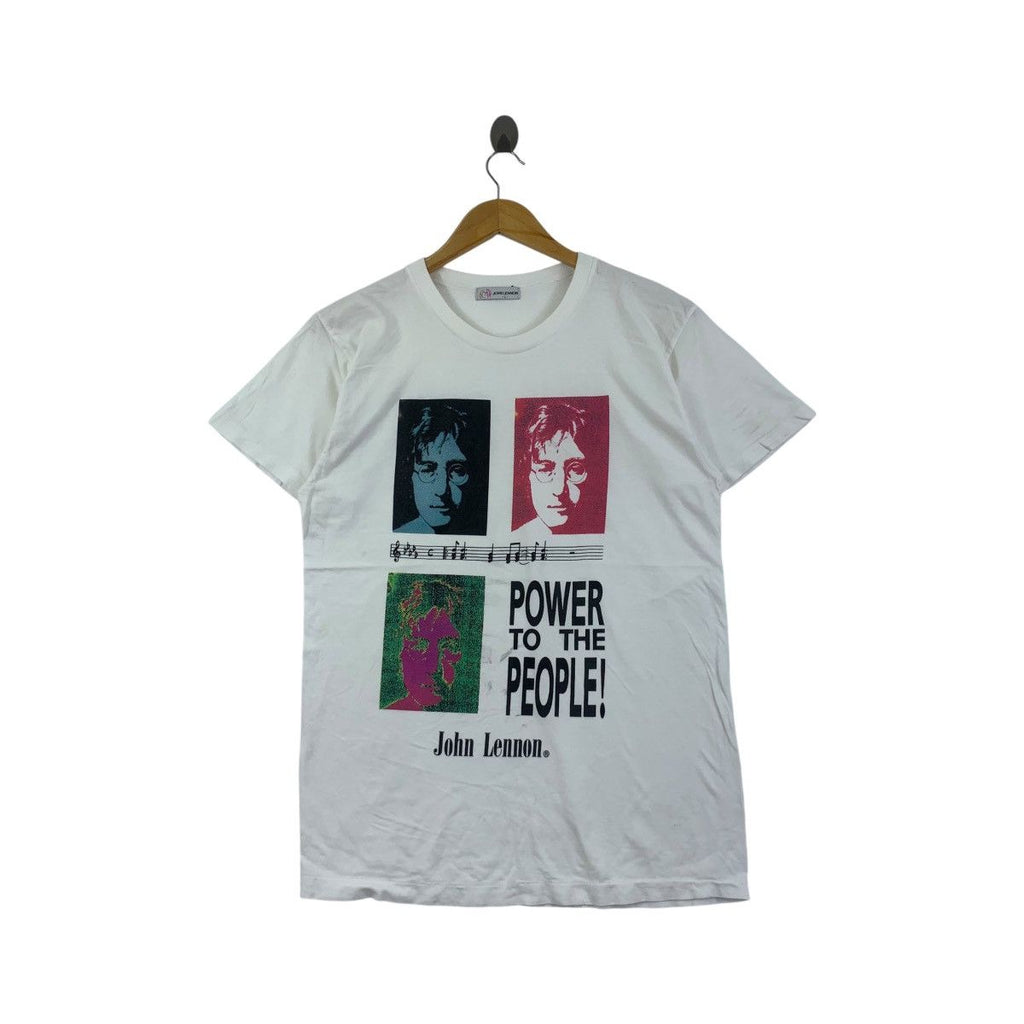 Vintage 90’ JOHN LENNON Power To The People Art Tee Shirt Top Andy Warhol Illustration