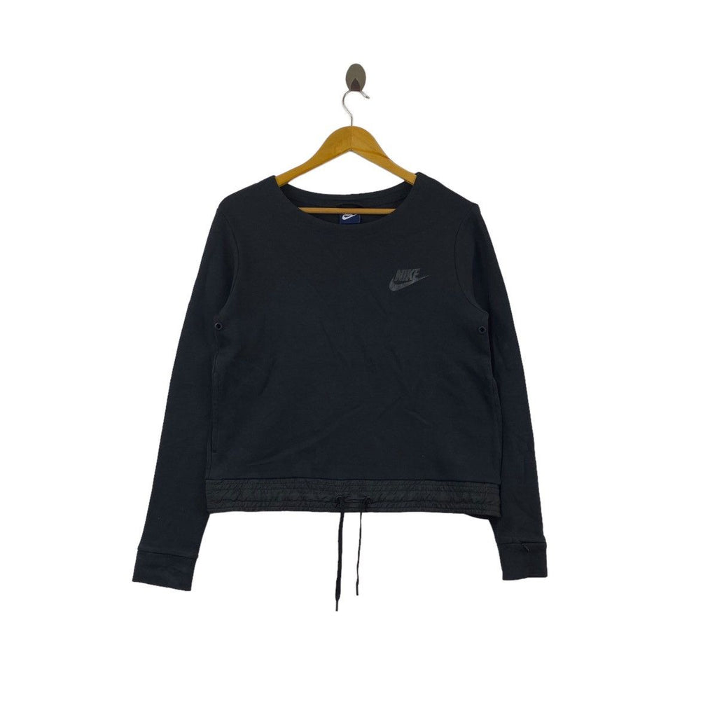 NIKE SWOOSH Embossed Logo Cropped Top Sweatshirt Sweater Pullover Jumper