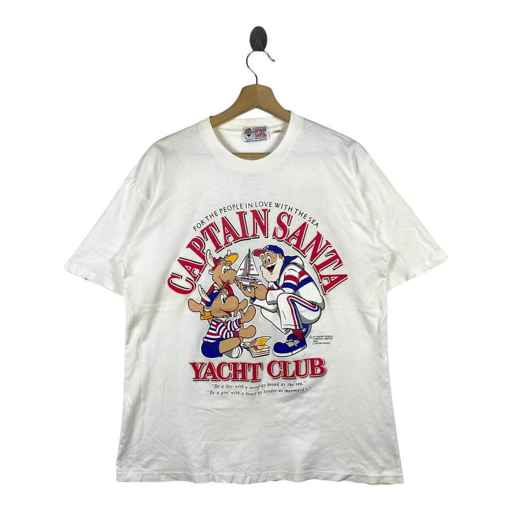 Vintage 90’ CAPTAIN SANTA ISLAND Yacht Club Cartoon Tee Shirt Top Joymark Comic
