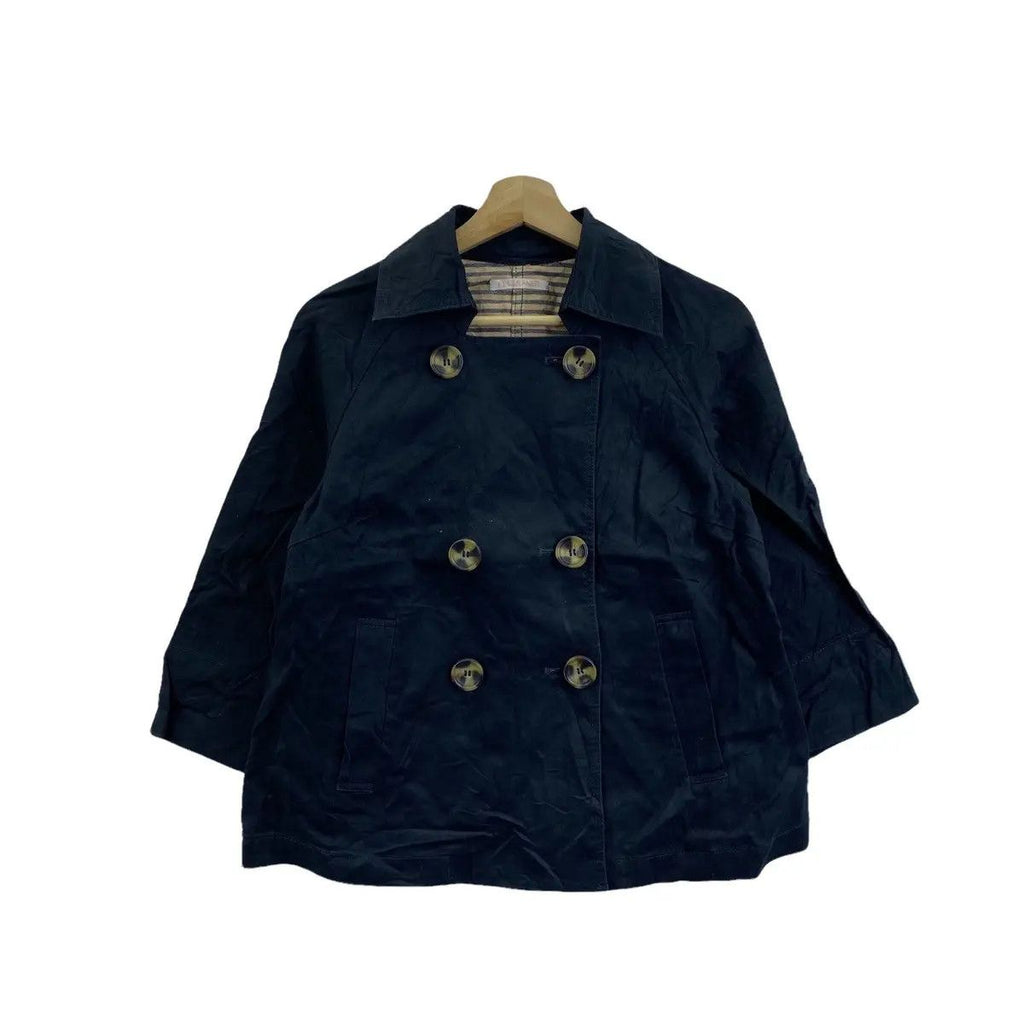 Vintage ELLE PARIS MAGAZINE Planete Double Breasted Peacoat Cotton Jacket Sport Coat Blazer