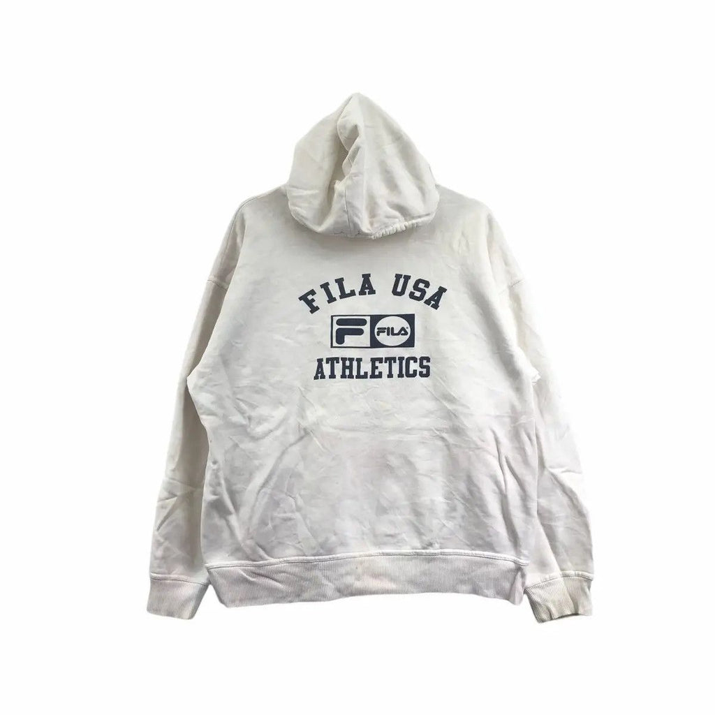 Vintage FILA USA ATHLETIC White Pullover Hoodie Jumper Sweater Sportswear