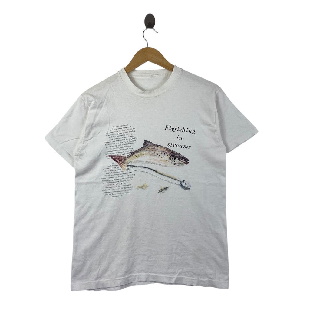 Vintage BROWN TROUT FISH Flyfishing In Streams Tee Shirt Top National Park Outdoor