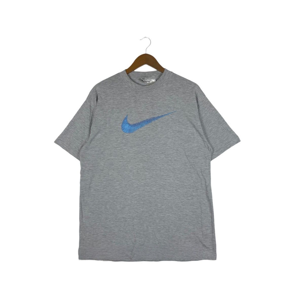 Vintage 90’ NIKE USA SWOOSH Blue On Gray Tag Tee Shirt Top Sportswear Basketball