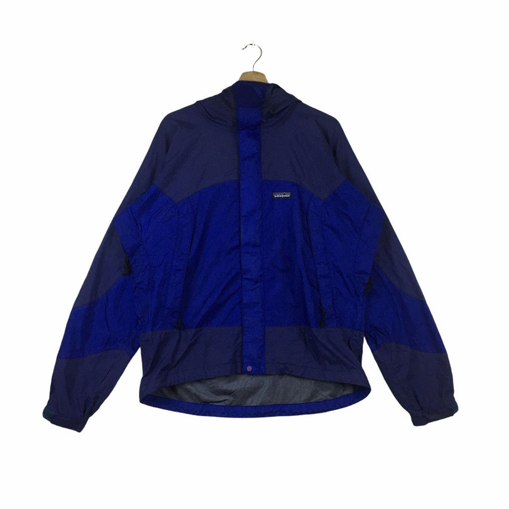 Vintage 90’ PATAGONIA USA Outdoor Blue Windbreaker Jacket Hoodie Raincoat Hiking