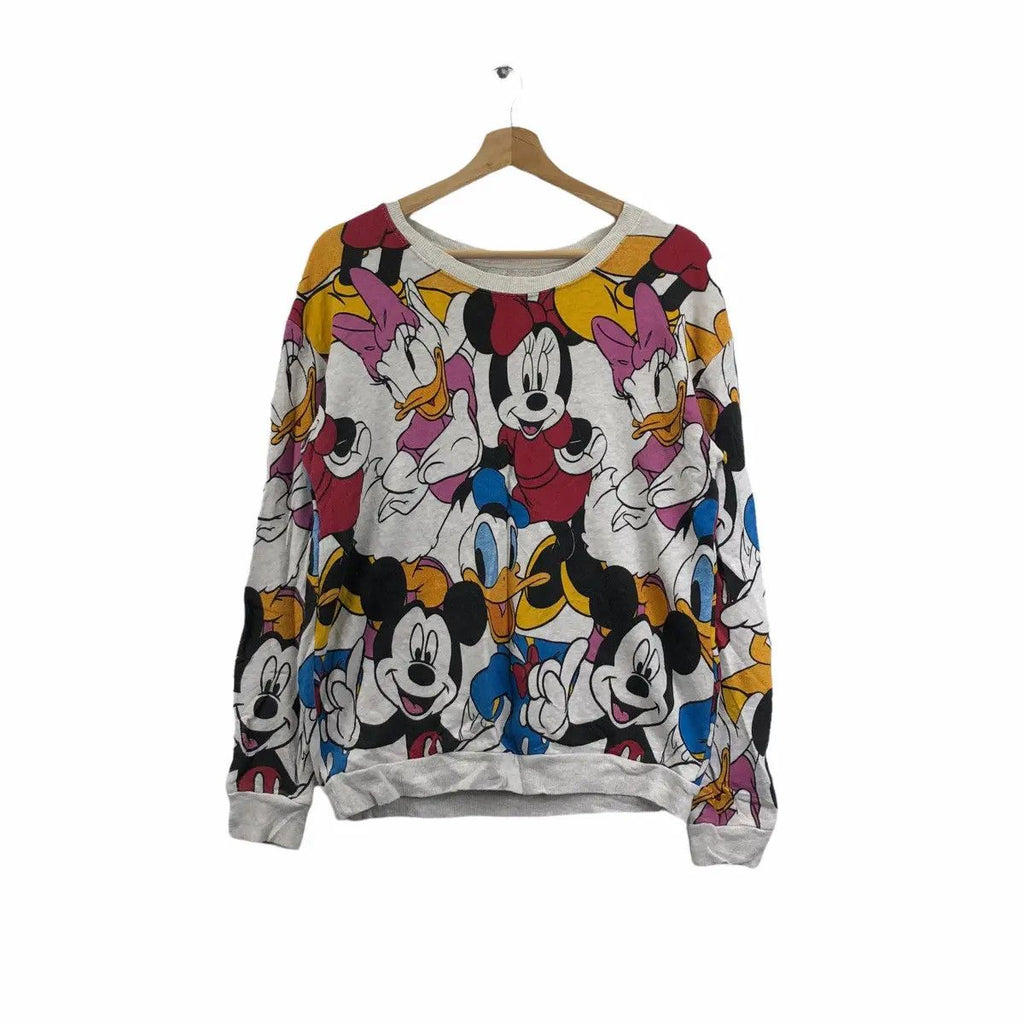 BERSHKA DISNEY CARTOON Mickey Minnie Mouse Sweatshirt All Over Print Sweater Pullover