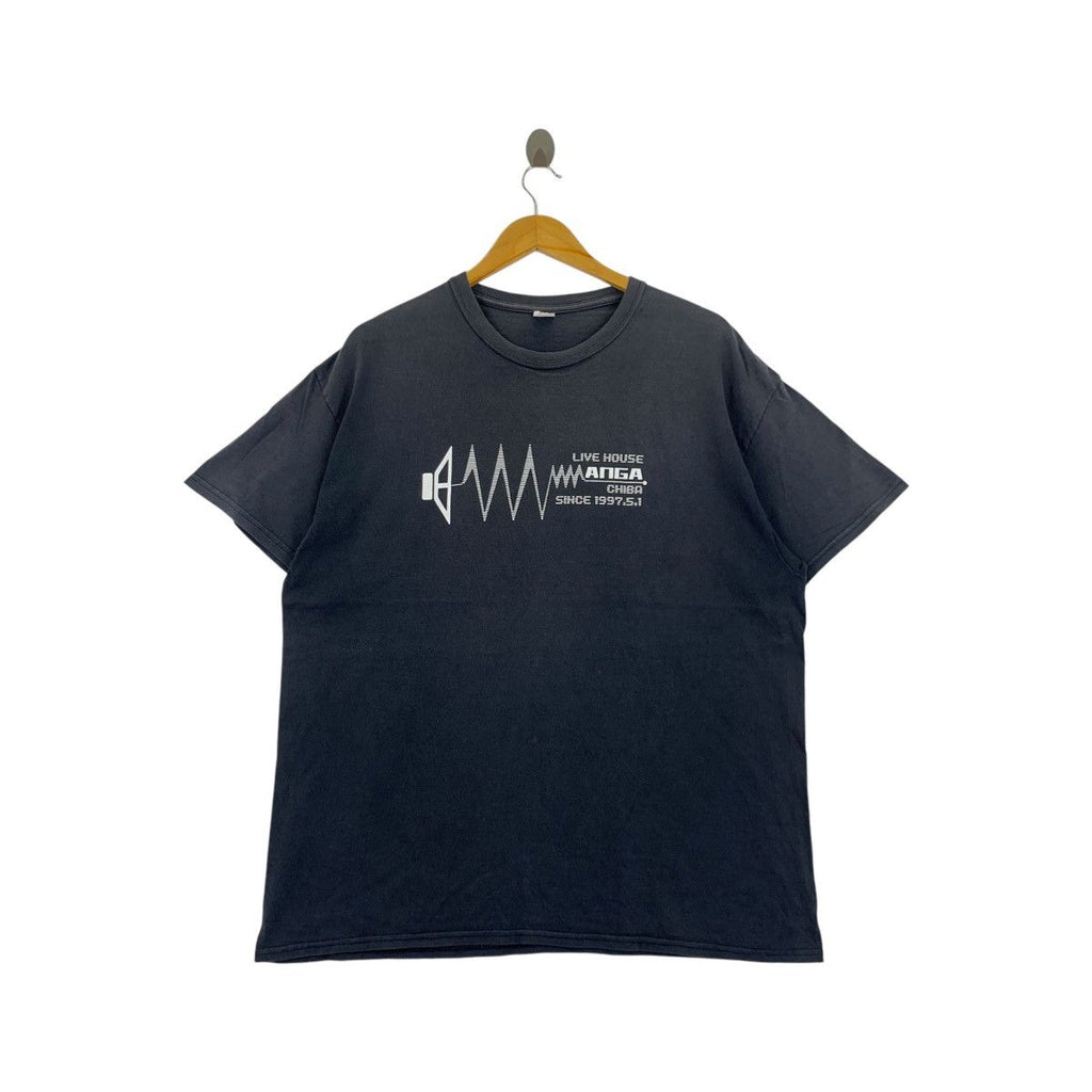 Vintage LIVE HOUSE MANGA CHIBA Natural Sun Faded Tee Shirt Top Anime Magazine