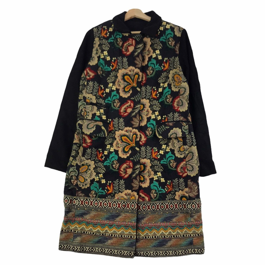 Vintage Pret A Porter SHIBUYA JAPAN EMBROIDERED Floral Art Trench Coat Parka Jacket
