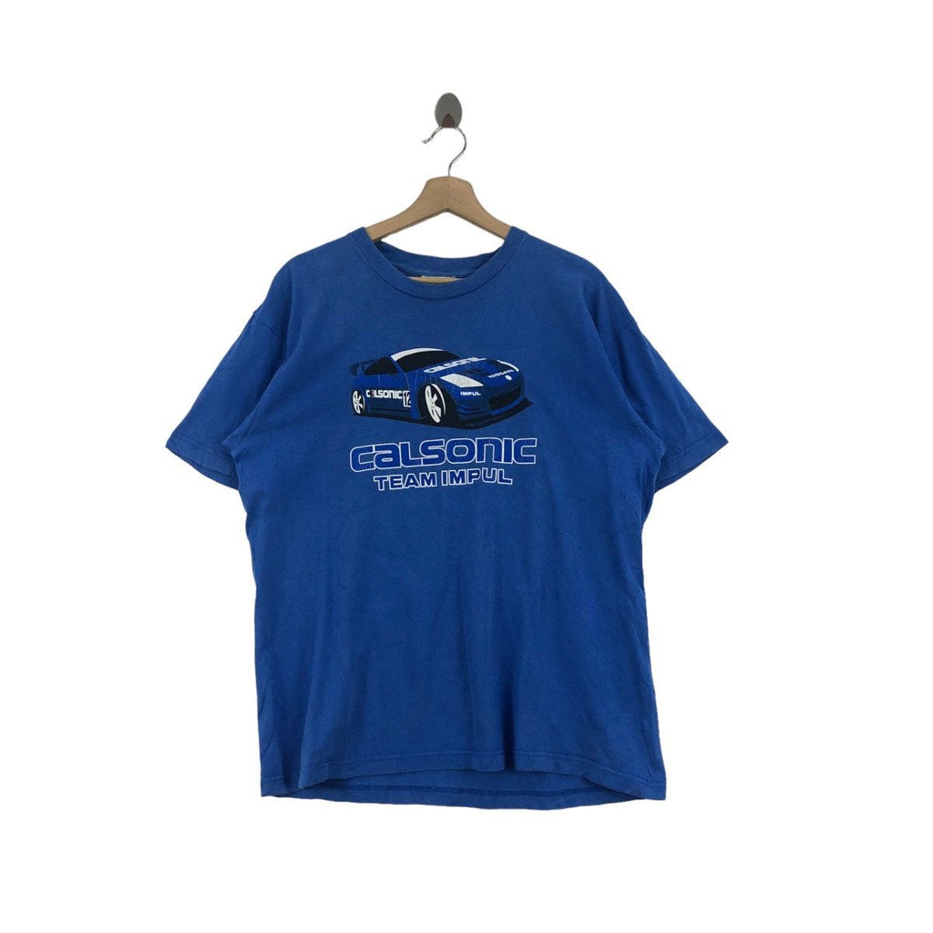 Vtg NISSAN CALSONIC IMPUL Racing Team Skyline GTR Tee Shirt Motorsport Championship
