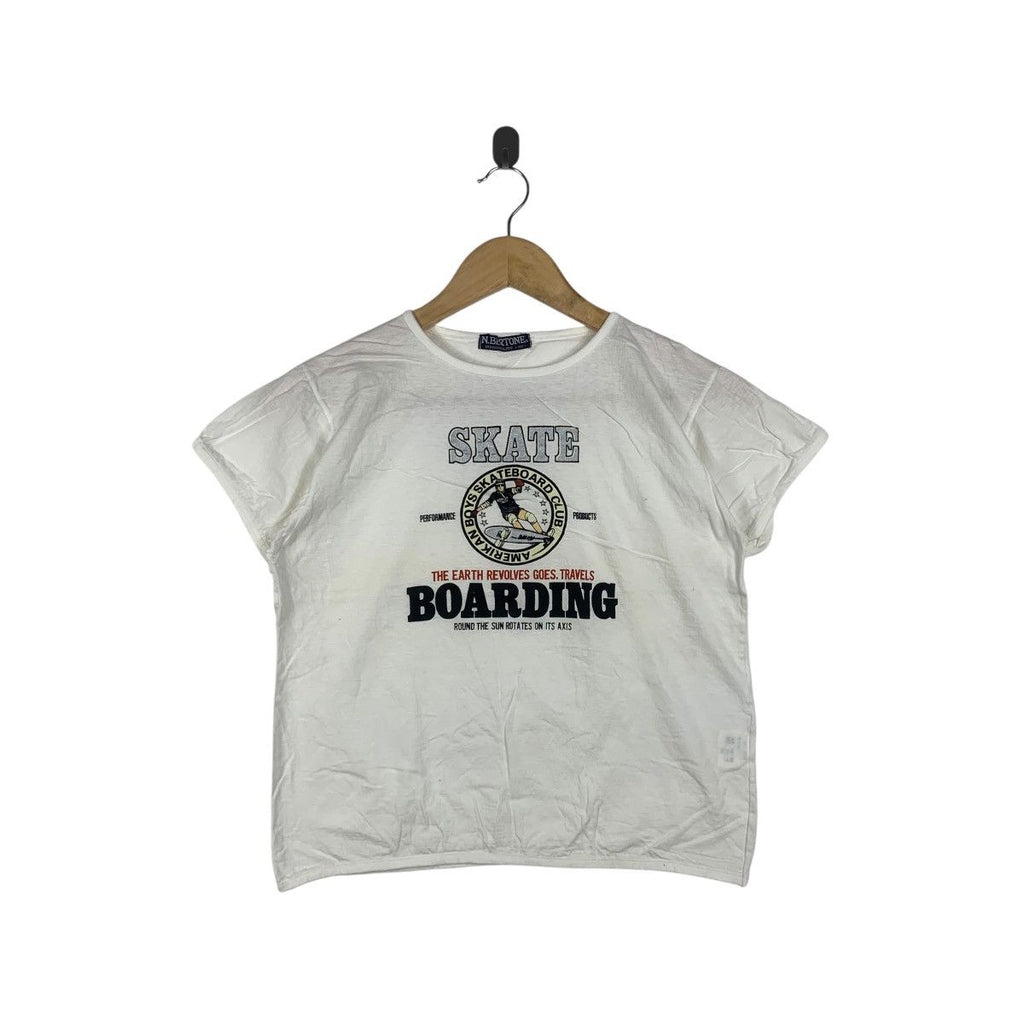 AMERICAN BOYS SKATEBOARD CLUB Crest Logo Tee Shirt Top Cap Sleeve