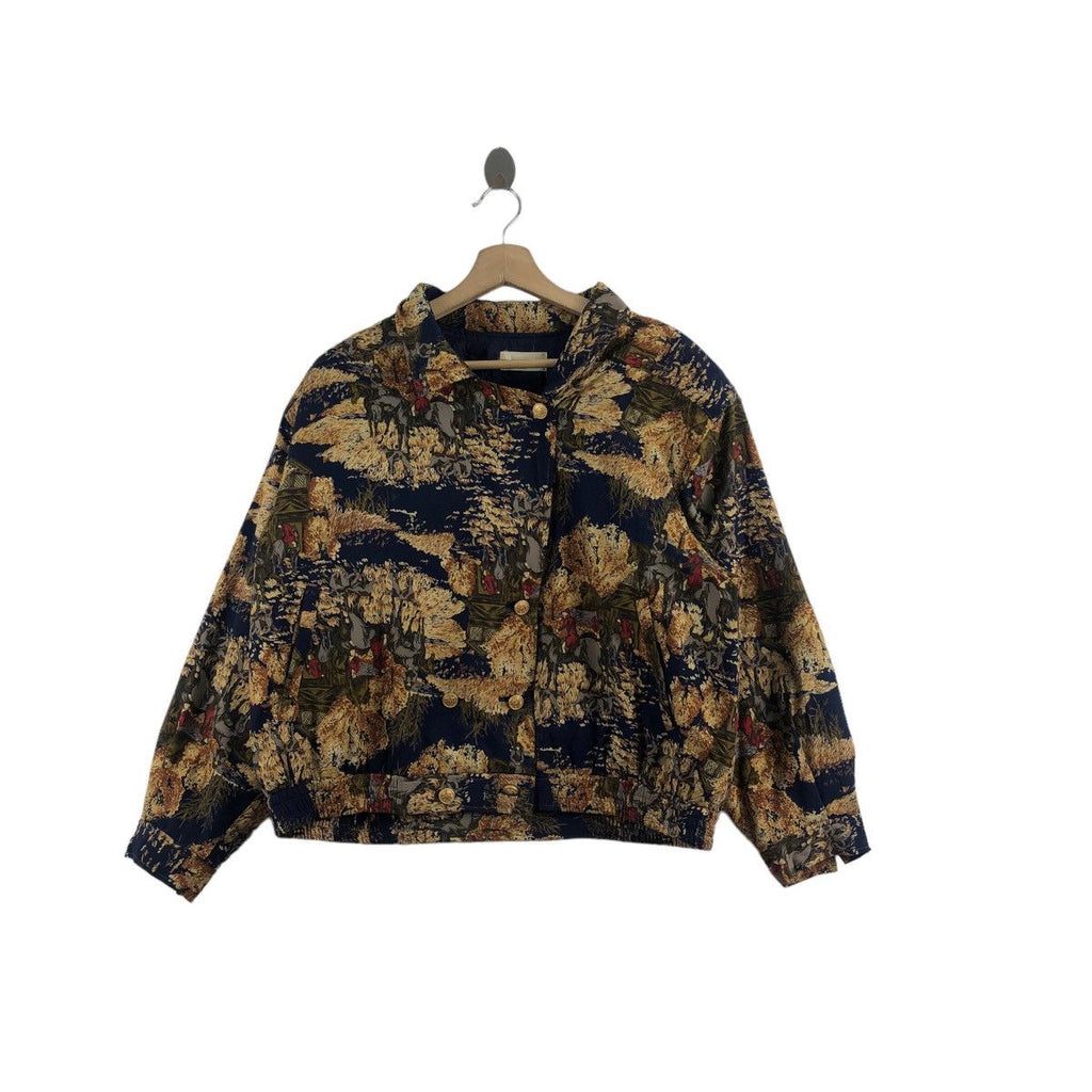 Vintage ELMOREA JAPAN Horse Painting Nature Full Print Jacket Coat Windbreaker