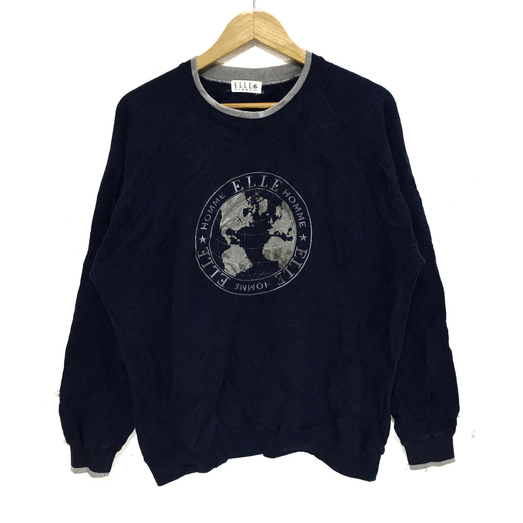 Vintage ELLE PARIS HOMME Collection Embroidered Atlas Sweatshirt Pullover Jumper Sweater