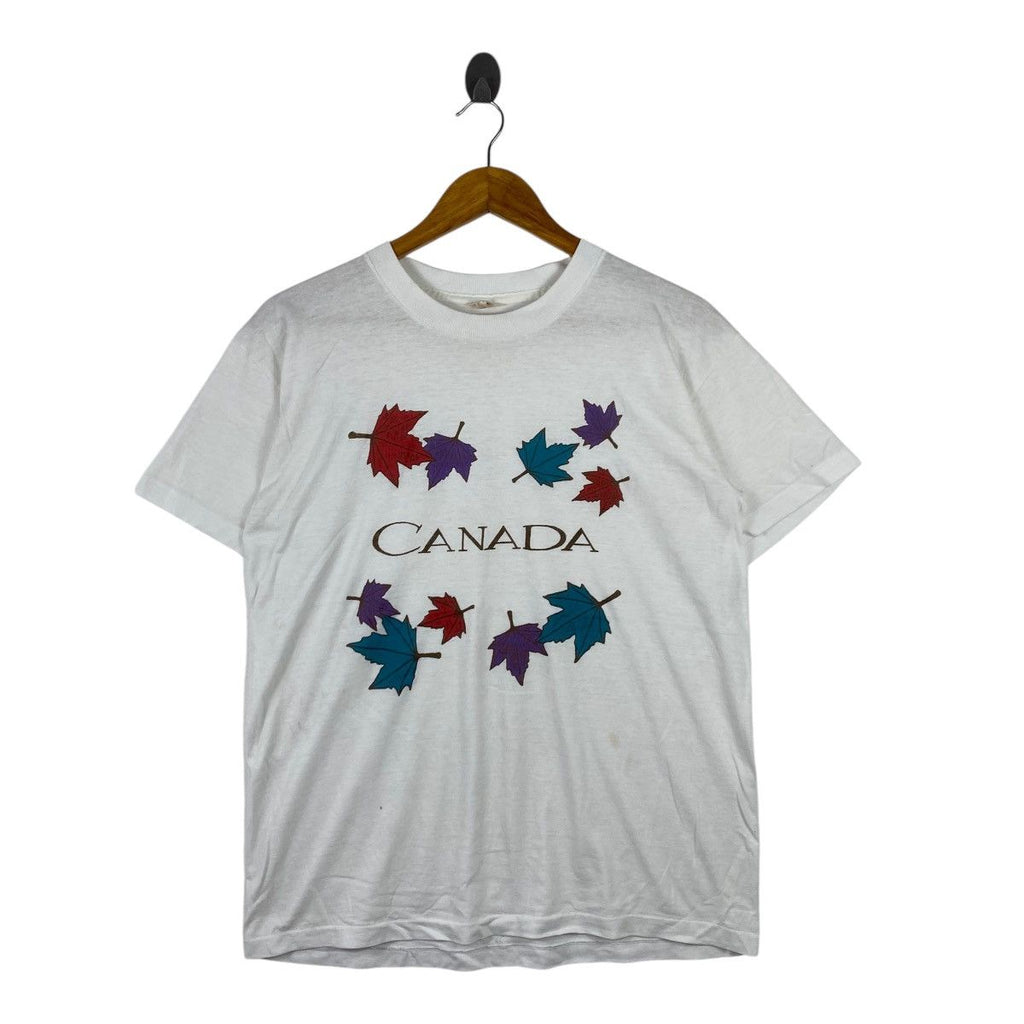 Vintage 90’ CANADA MAPLE LEAF Illustration Art Tee Shirt Top Painting Artist