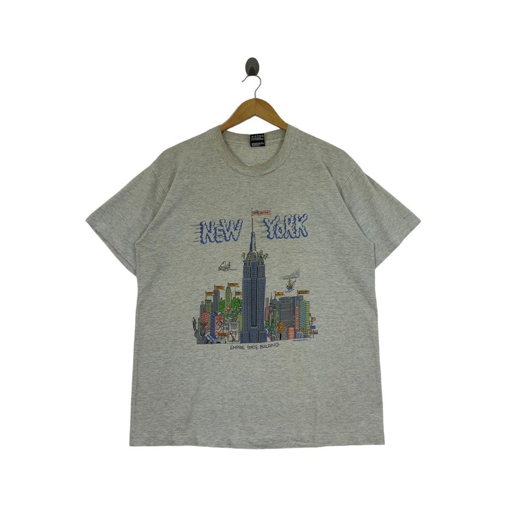 Vintage 1995 NEW YORK EMPIRE STATE Comic Tee Shirt Top Cartoon Strip Host Marriott