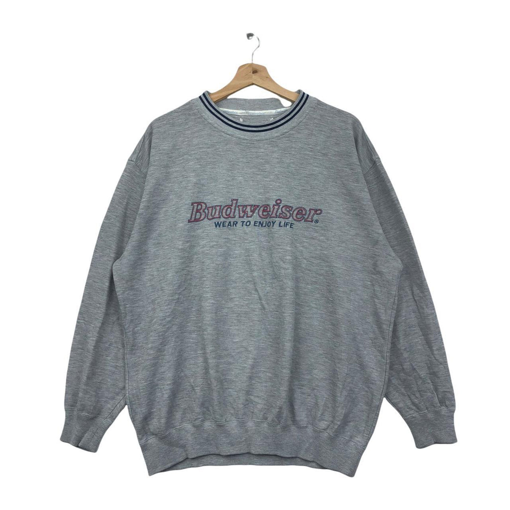 Vtg BUDWEISER BEER GERMANY Embroidery Logo Pullover Sweatshirt Sweater