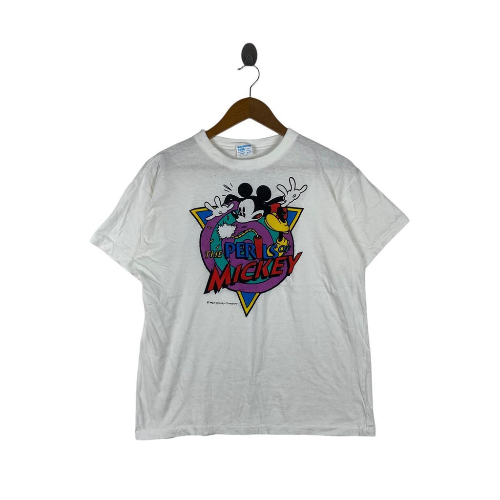Vintage 1996 THE PERILS OF MICKEY Sega Video Game Tee Shirt Top Mouse Cartoon Adventure