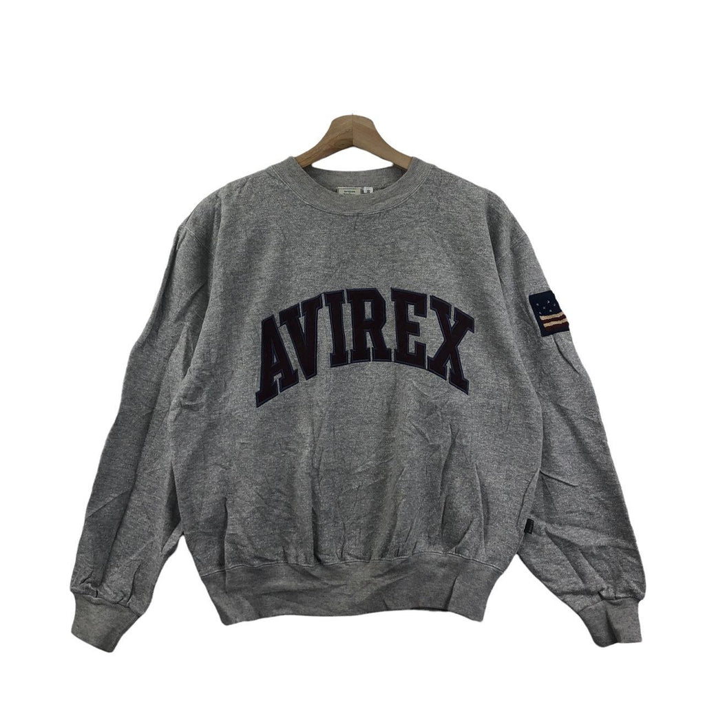 Vtg AVIREX USA MILITARY Army Patchwork Flag Sweatshirt Sweater Pullover