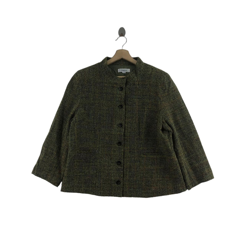 SAINT JOIE COODINATE Japanese Brand Button Up Green Wool Coat