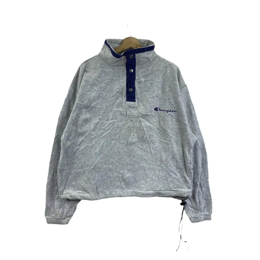 Vintage CHAMPION PRODUCTS USA Snap Button Fleece Sweater Jacket Sweatshirt Pullover Jumper