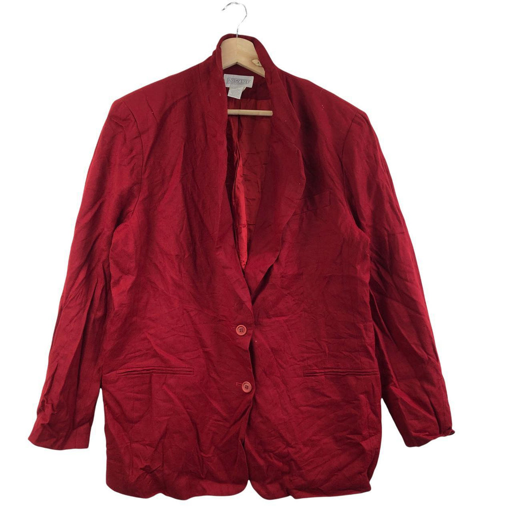 Vtg LAND’S END USA Red Trecnh Coat Jacket Jeans Minimalist Design