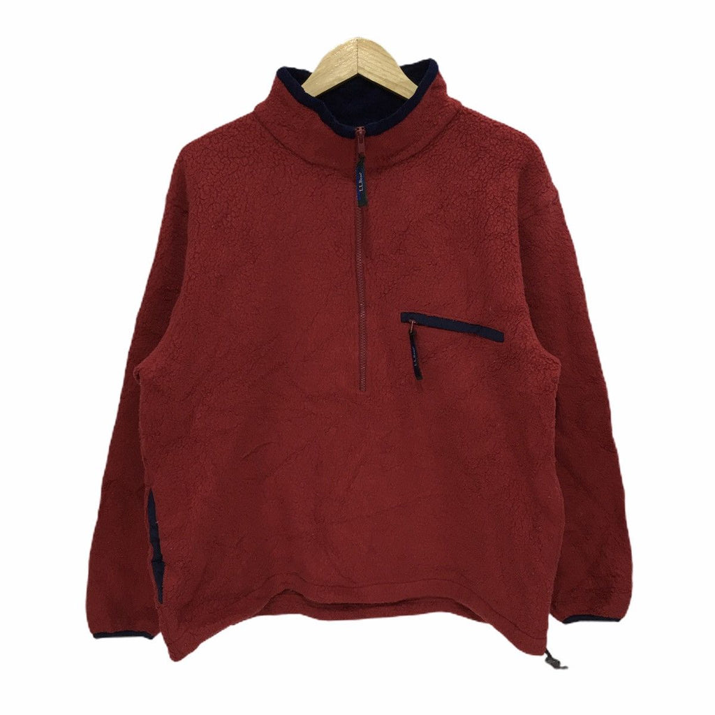 Vintage L.L. BEAN USA Half Zipper Red Fleece Sweater Jacket Outdoor Windbreaker