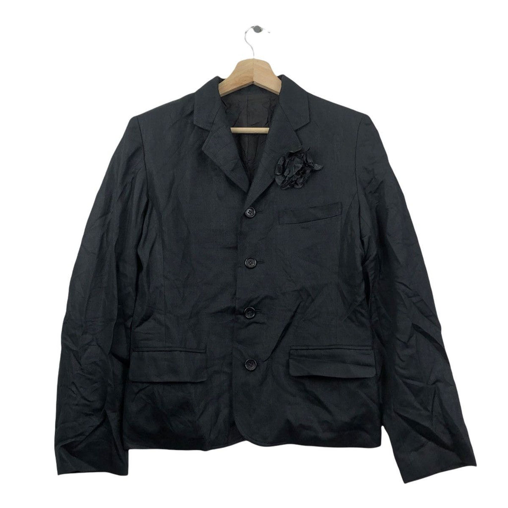 Vintage CARICATURE TAKAHIRO KURIHARA Japan Black Floral Embedded Blazer Suit Sports Coat