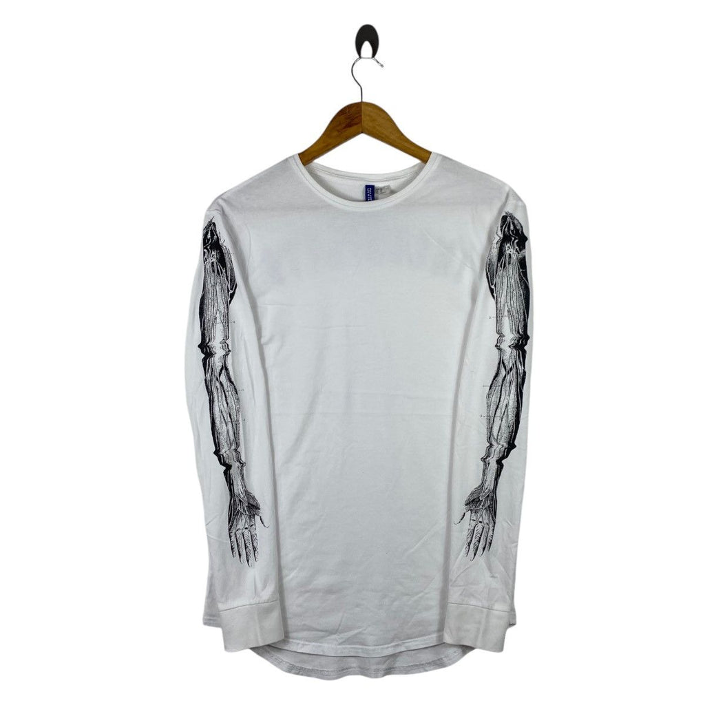 H&amp;M DIVIDED COLLECTION Incomplete Skull Tattoo Tee Shirt Top Long Sleeve