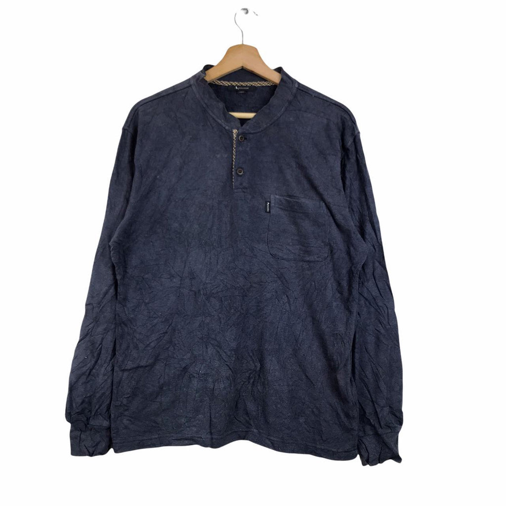 Vtg 90’ AQUASCUTUM LONDON Henley Sweater Sweatshirt Pullover Crewneck