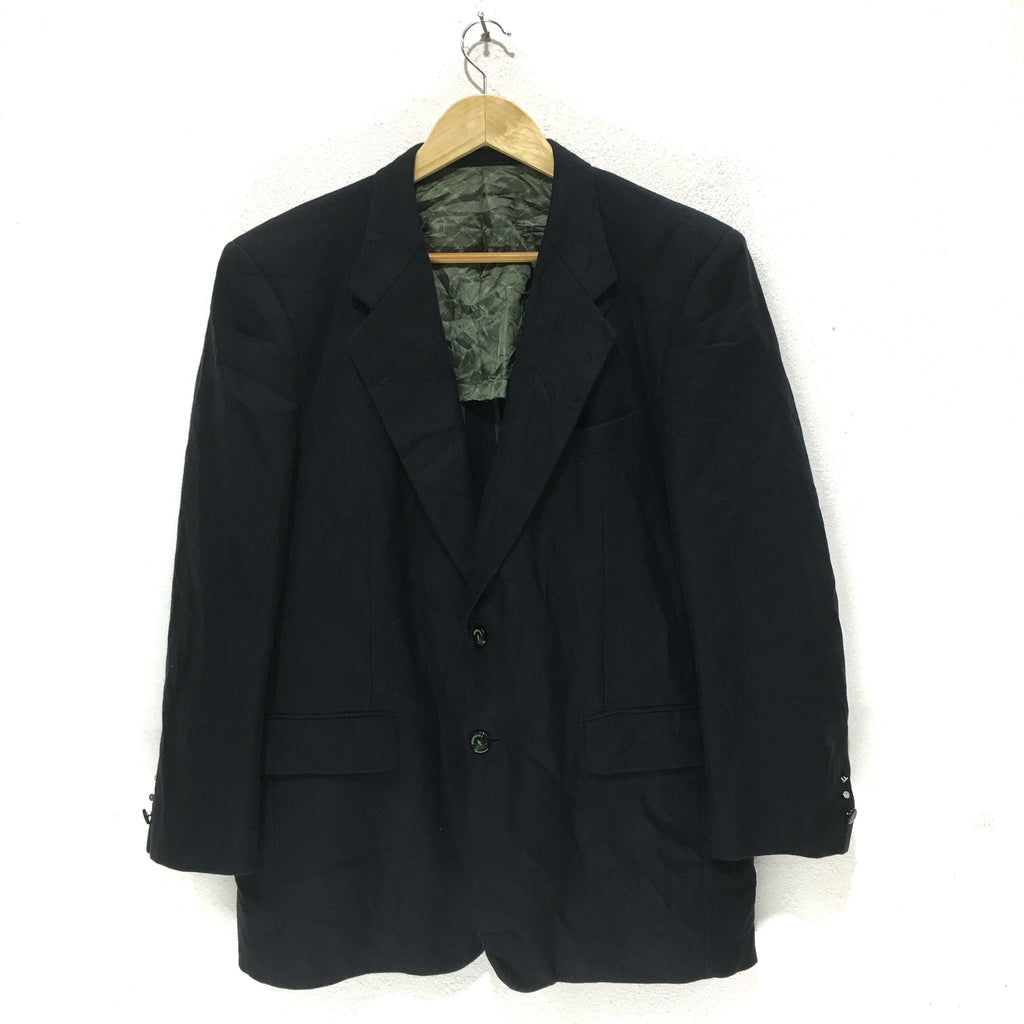 Vtg TRUSSARDI Italy Black 2 Button Blazer Sport Coat Jacket