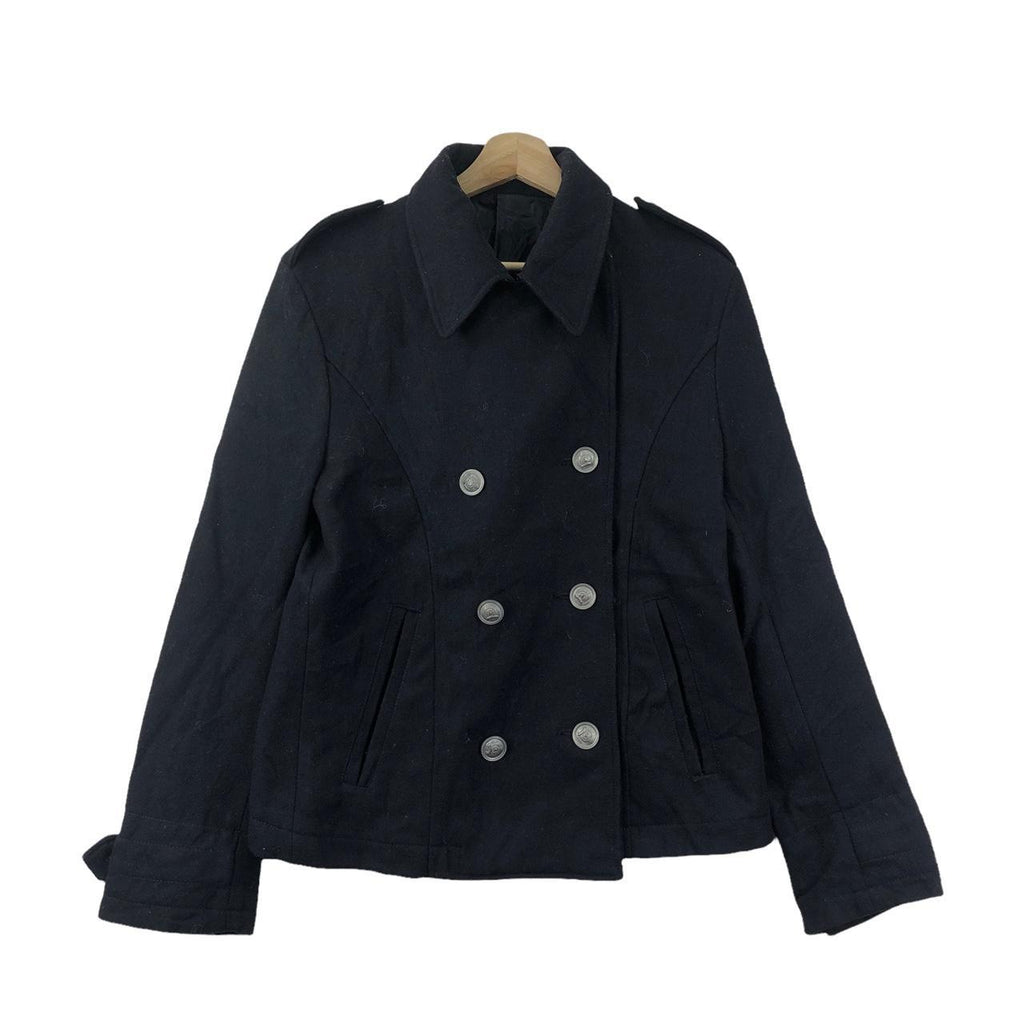 Vtg PPFM JAPAN DESIGNER Peacoat Double Breasted Jacket Windbreaker Sport Coat Minimalist