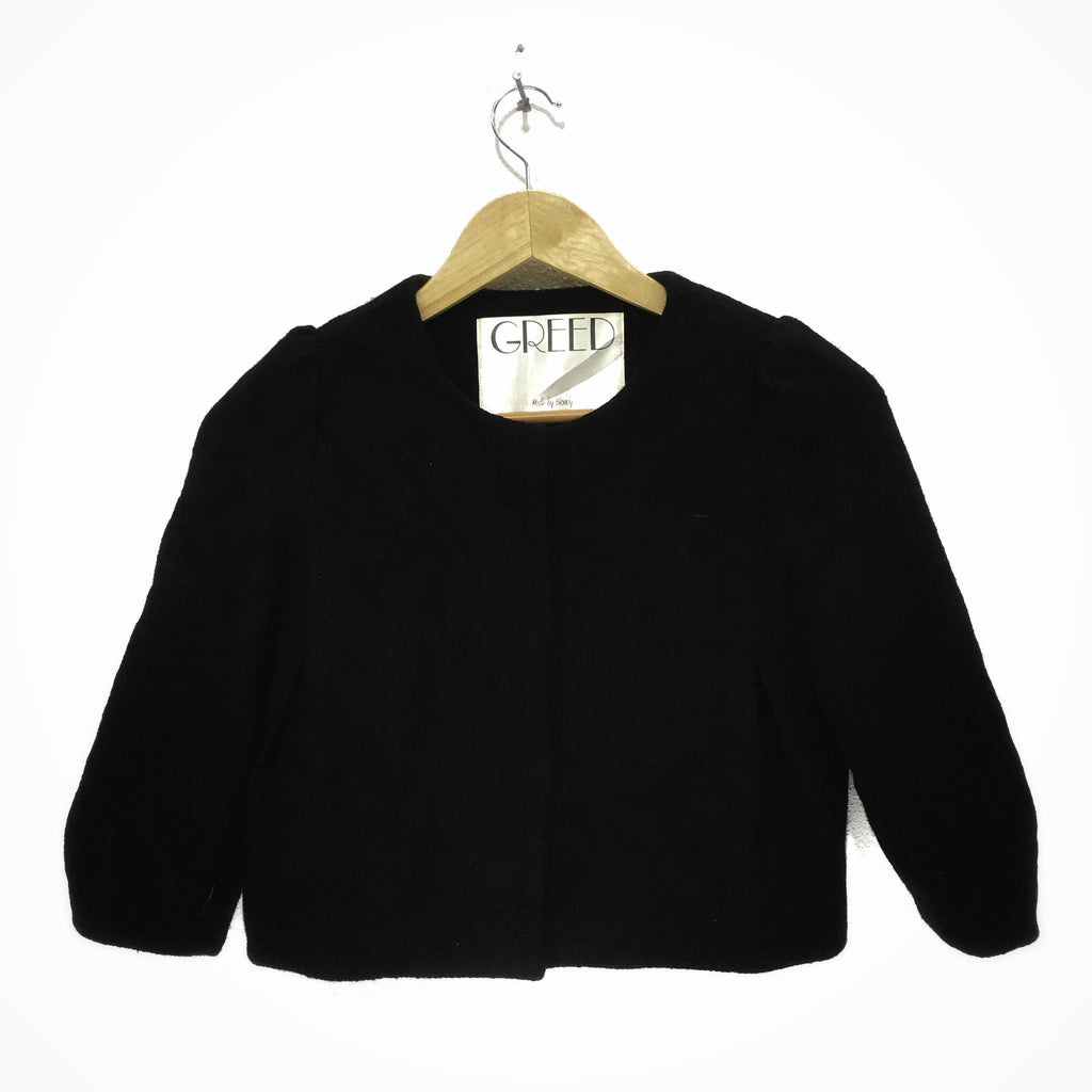 GREED Made By BLONDY Cardigan Solid Black Jacket Coat Blazer Made In Japan Size S
