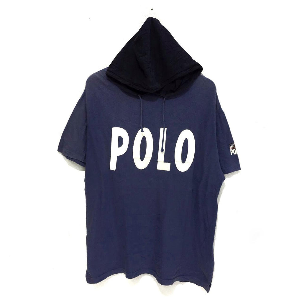Vintage POLO SPORT Ralph Lauren Hoodie Big Logo Spell Out USA Flag Pullover Sweatshirt Jumper Olympic Stadium Bear