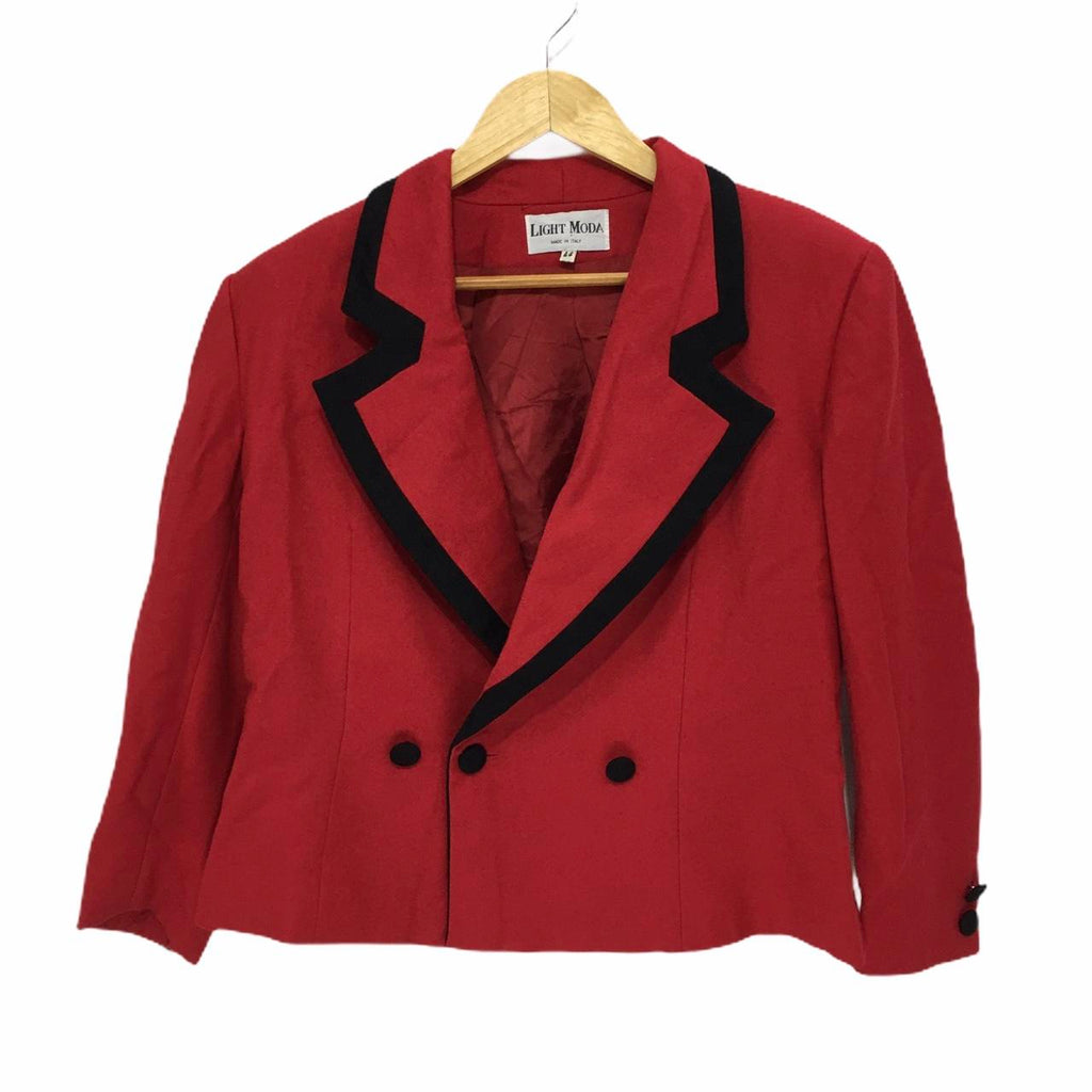 Vintage LIGHT MODA Red Colour Buttons Blazer Jacket Sport Coat Striped Pocket