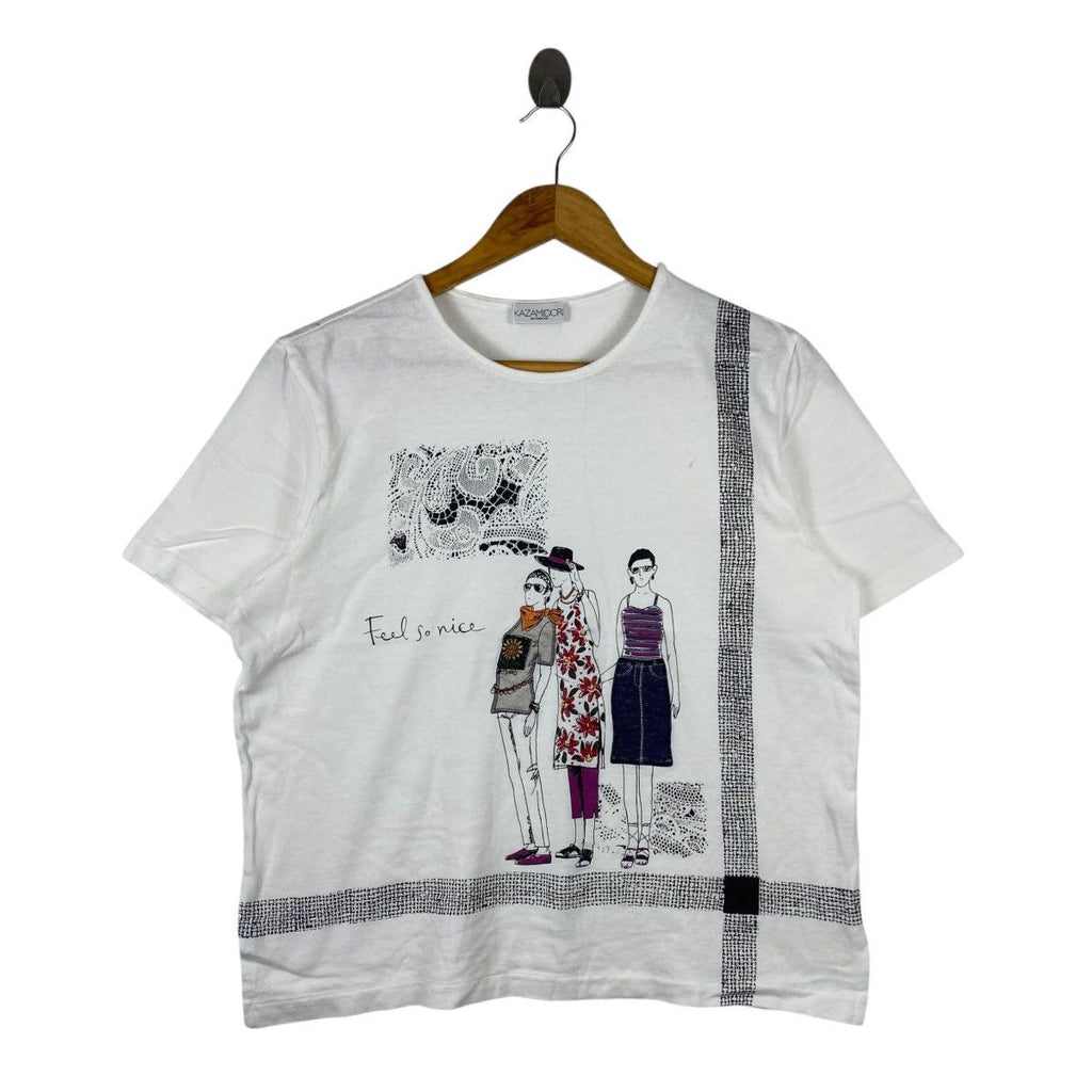 Vintage KAZAMIDORI BY NAIGAI Design Studio Bling Tee Shirt Top Made In Japan
