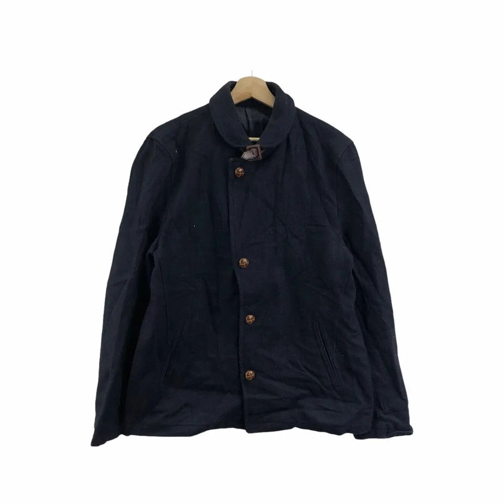 Vintage BEAMS JAPANESE FABRIC Neck Belt Parka Coat Jacket Wool Plus Indigo Heart