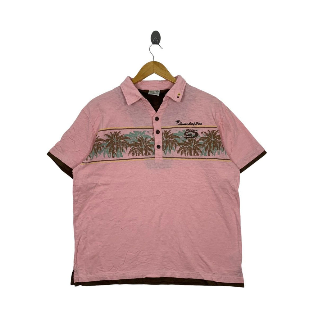 Vintage PIKO SURF HAWAII Longboard Wear Polo Tee Shirt Top Hawaii Motive