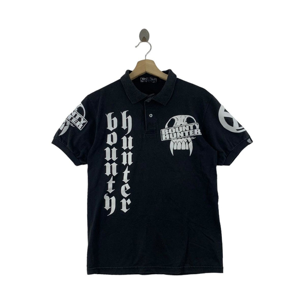 Vintage BOUNTY HUNTER Hikaru Iwanaga Skull Polo Tee Shirt Rebel Bones Skateboard