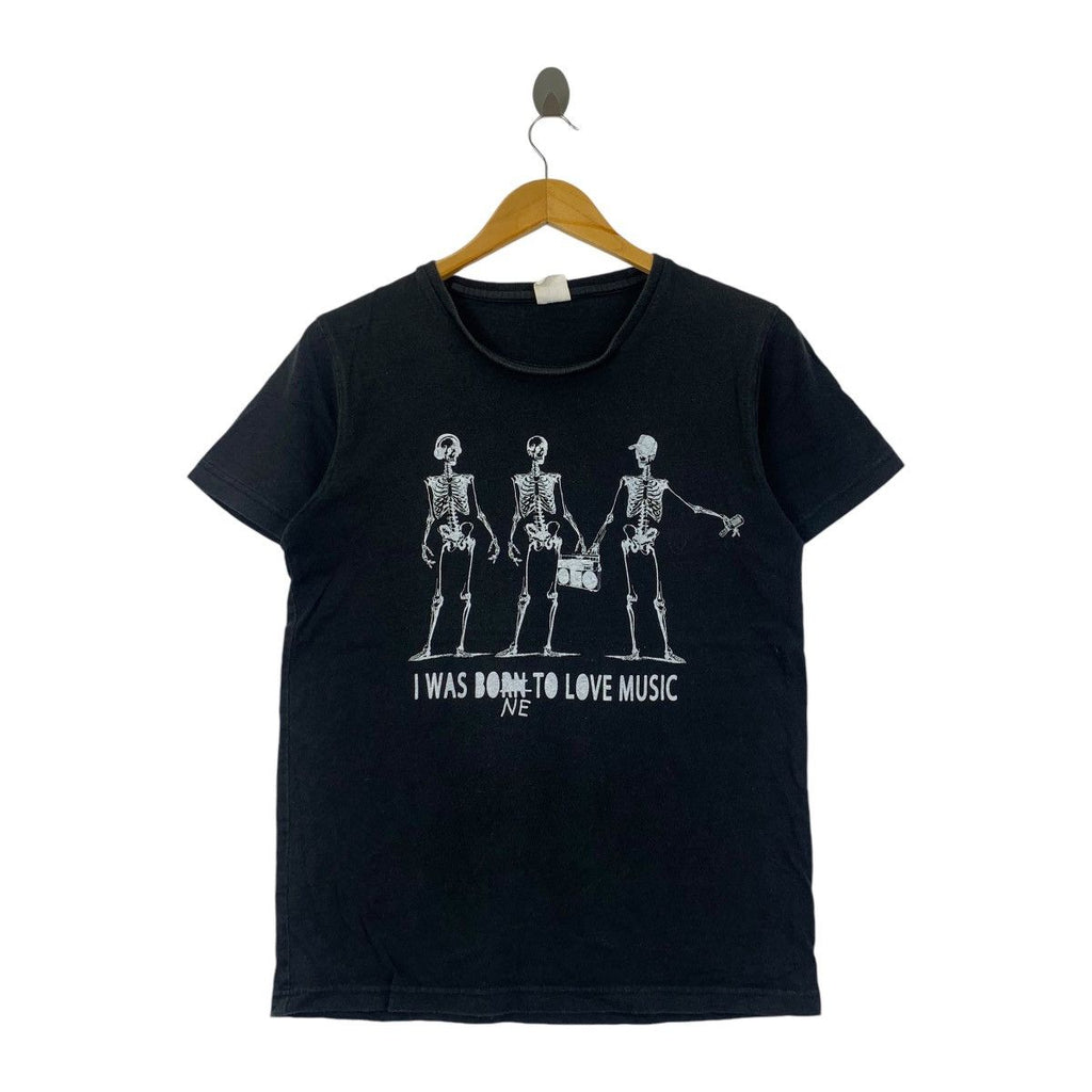 I WAS BORN TO LOVE MUSIC Bones Hip Hop Rap Tee Shirt Top Skull Street