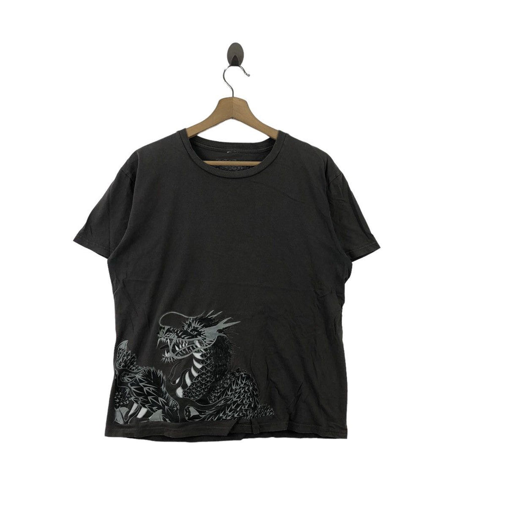JAPAN TRADITIONAL SUKAJAN Black Dragon Tee Shirt Top World War
