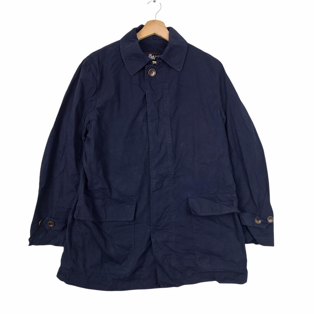 Vtg VAN JAC Japanese Denim Indigo Parka Jacket Trench Coat Windbreaker