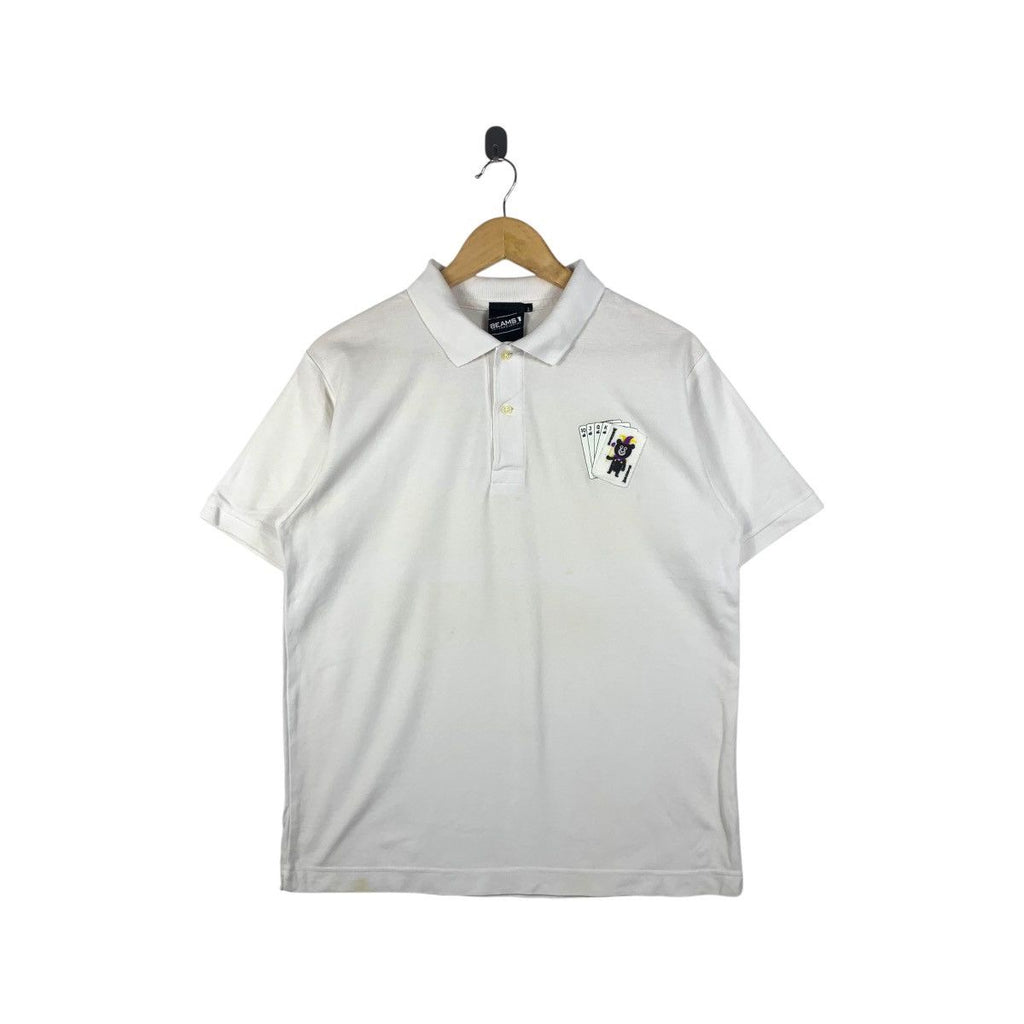 BEAMS PLUS BEAMST Collection Bear White Polo Tee Shirt Top Art For Everyday