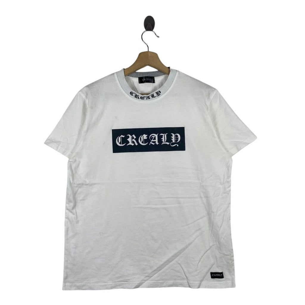 Vintage CREALY JAPAN Old English Text Logo Tee Shirt Top Hip Hop Rap Streetwear