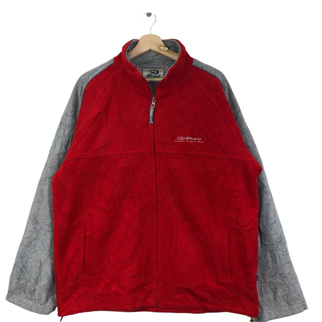 Vintage PIKO HAWAIIAN Longboard SURFING Fleece Jacket Red Windbreaker Beach Sweater