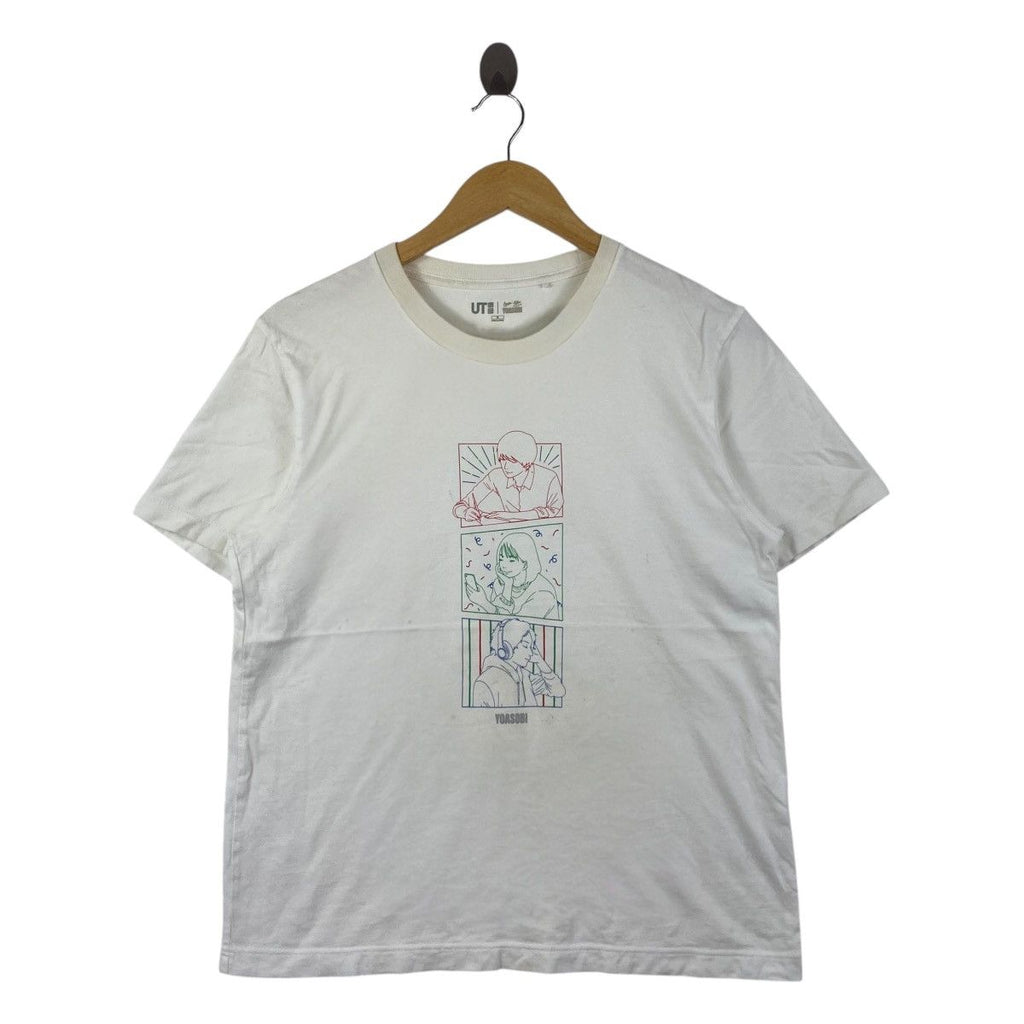 UNIQLO x YOASOBI JAPAN Duo Ayase Ikura Thrashed Tee Shirt Top Natural Distress