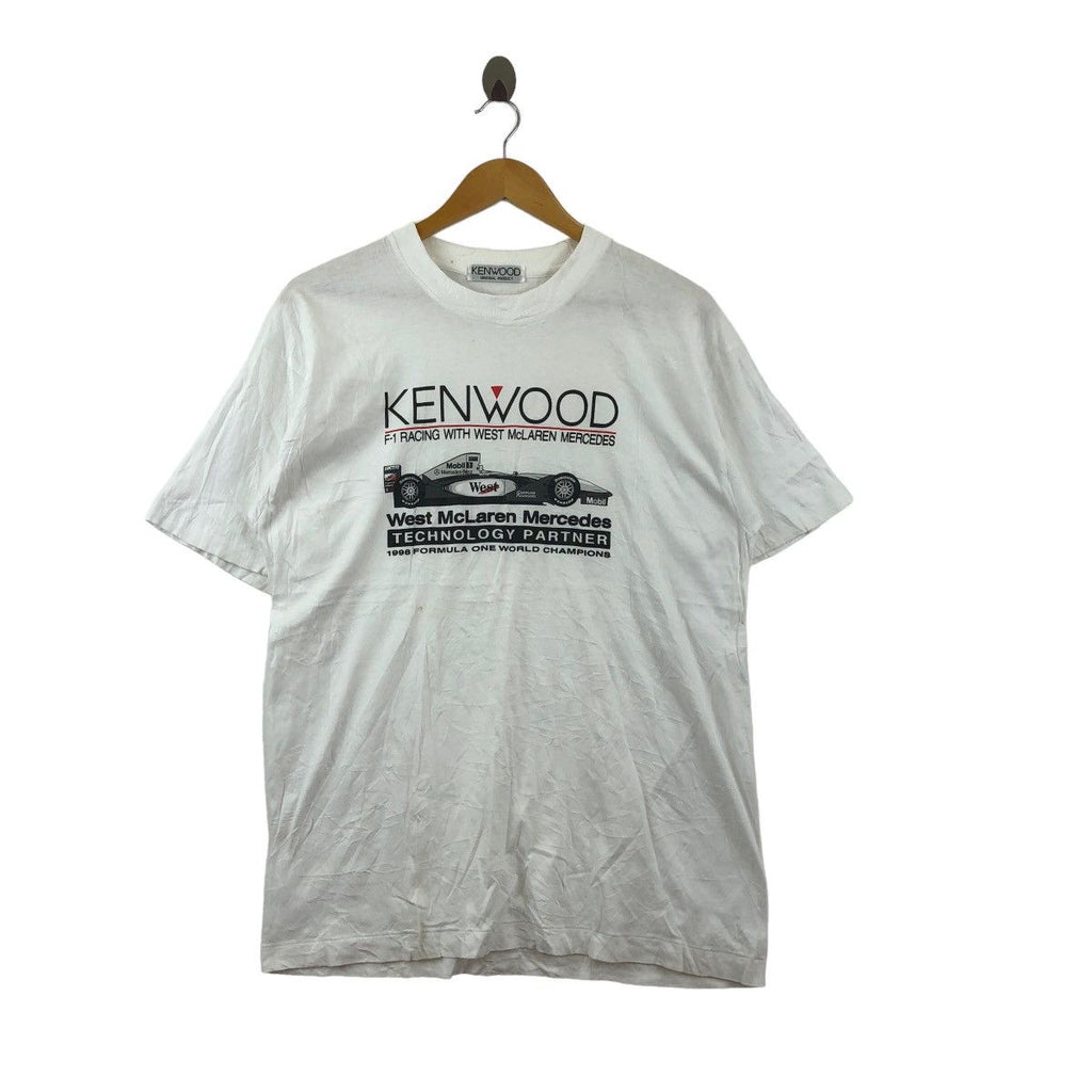 Vintage 1998 WEST MCLAREN MERCEDES F1 Racing Team Tee Shirt Kenwood Formula Champion