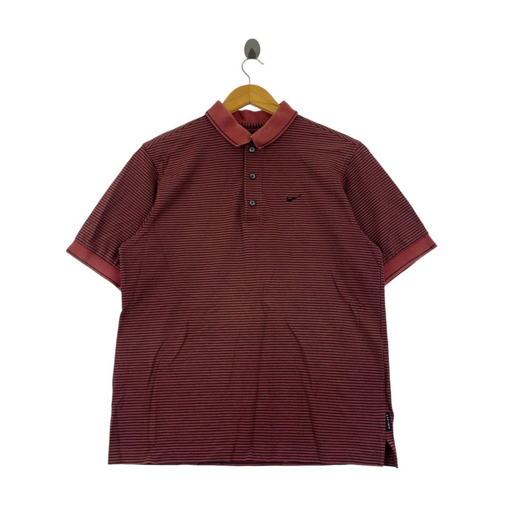 Vintage NIKE GOLF TIGER WOODS Red Collection Polo Tee Shirt Top Twin Tipped Collar